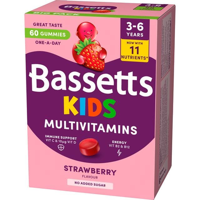 Bassetts 60 x Strawberry Flavour 3 to 6 Years Kids Multivitamin Gummies - gallery image 4