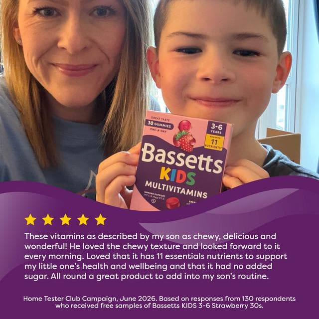 Bassetts 60 x Strawberry Flavour 3 to 6 Years Kids Multivitamin Gummies - gallery image 6