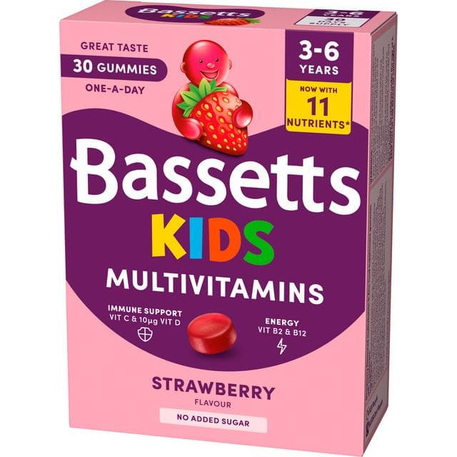 Bassetts 30 x Strawberry Flavour 3 to 6 Years One a Day Kids Multivitamin Gummies - gallery image 3