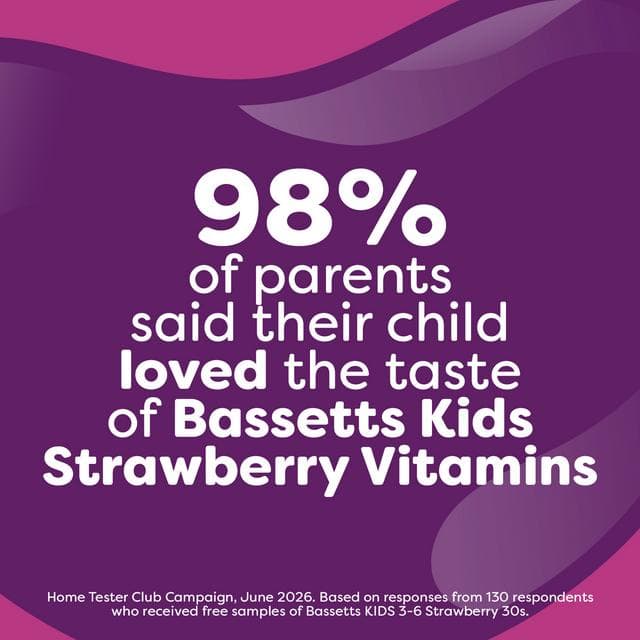 Bassetts 30 x Strawberry Flavour 3 to 6 Years One a Day Kids Multivitamin Gummies - gallery image 6