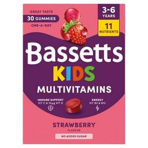 Bassetts 30 x Strawberry Flavour 3 to 6 Years One a Day Kids Multivitamin Gummies