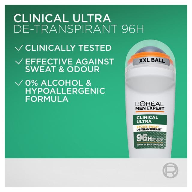 L'Oréal Paris Men Expert 50ml Clinical Ultra Upto 96h Anti Sweat Protection Roll On Deodorant - gallery image 5