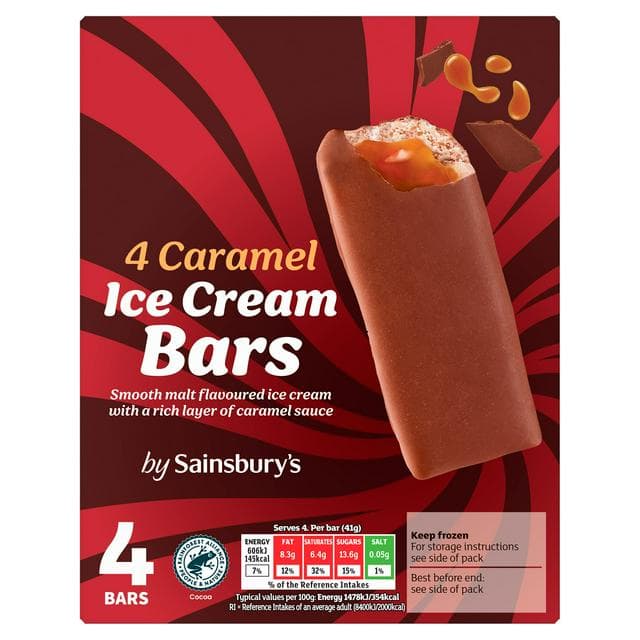 Sainsbury's 4 x 51ml Caramel Ice Cream Bars - gallery image 1