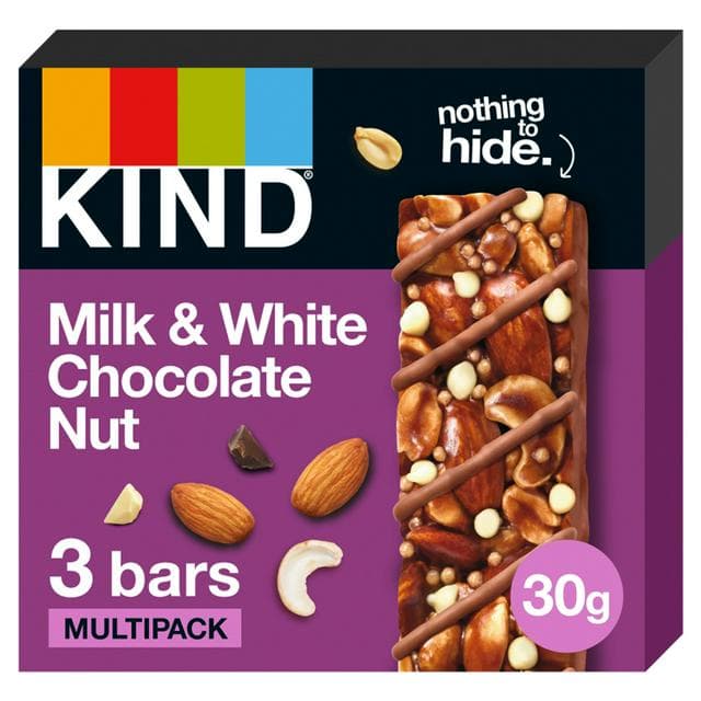 Kind 3 x 30g Milk & White Chocolate Nut Multipack Cereal Bars - gallery image 1
