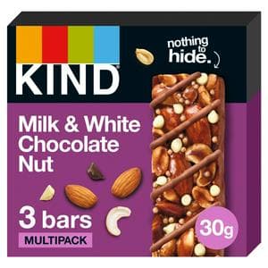 Kind 3 x 30g Milk & White Chocolate Nut Multipack Cereal Bars