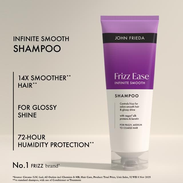 John Frieda 250ml Frizz Ease Infinite Smooth Shampoo - gallery image 2
