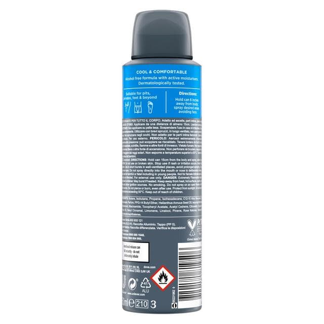 Dove Men+Care 150ml Marine & Blue Cypress Whole Body Deodorant Spray - gallery image 6
