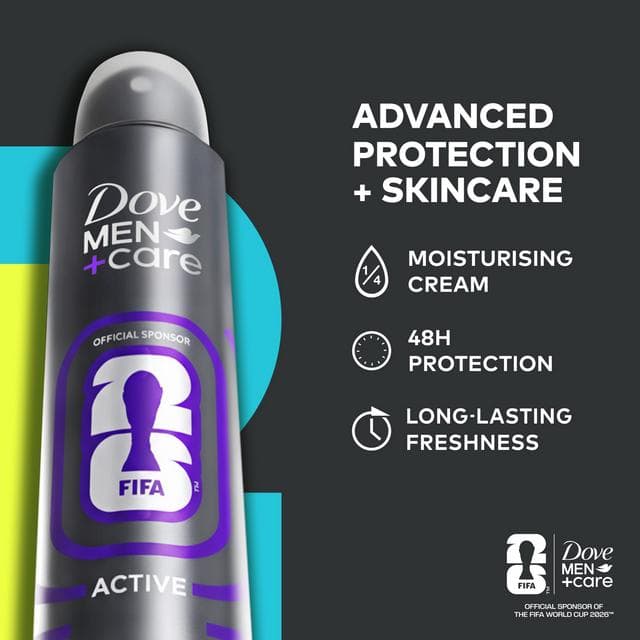 Dove Men+Care 200ml Active Antiperspirant Aerosol Deodorant Spray, FIFA Limited Collection - gallery image 2