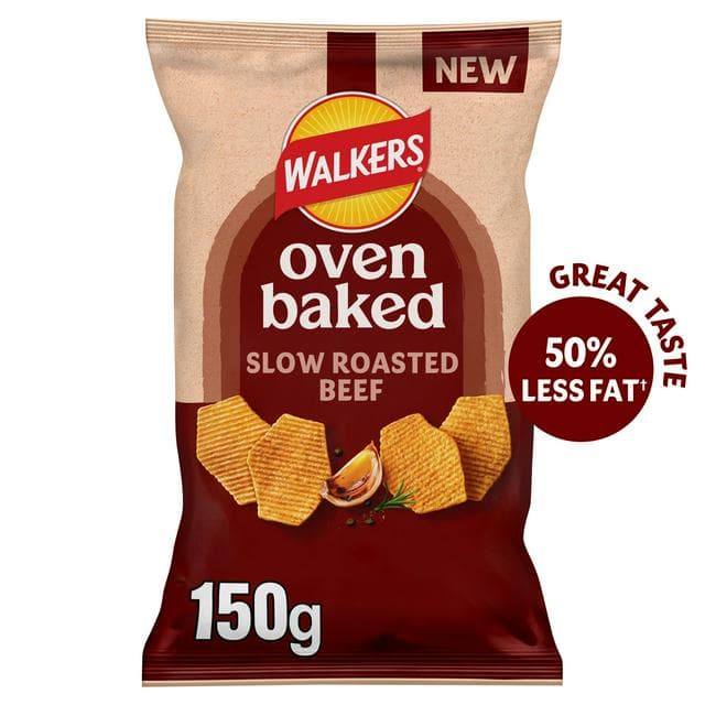Walkers 150g Oven Baked Crisps Roasted Beef Snacks - gallery image 1