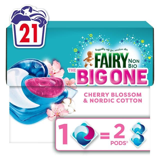 Fairy 21 Washes Non Bio the Big One Cherry Blossom & Nordic Cotton Pods - gallery image 1