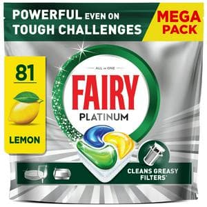 Fairy 81 Platinum Lemon Dishwasher Tablets