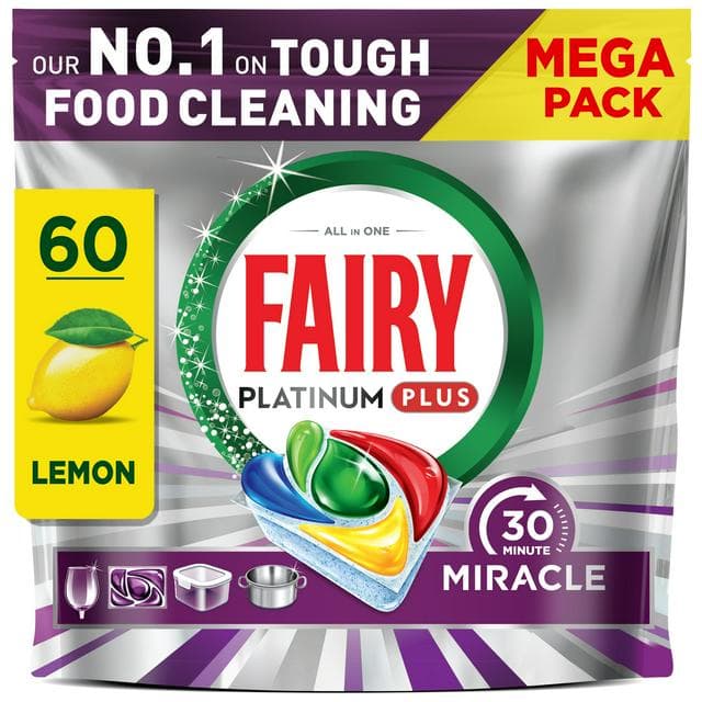 Fairy 60 Platinum Plus Miracle Dishwasher Tablets - gallery image 1