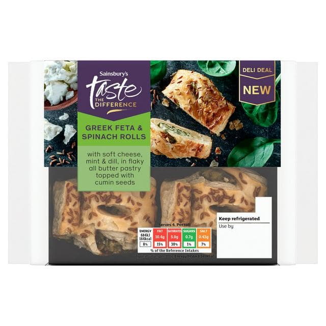 Sainsbury's 188g Greek Feta & Spinach Rolls, Taste the Difference - gallery image 1
