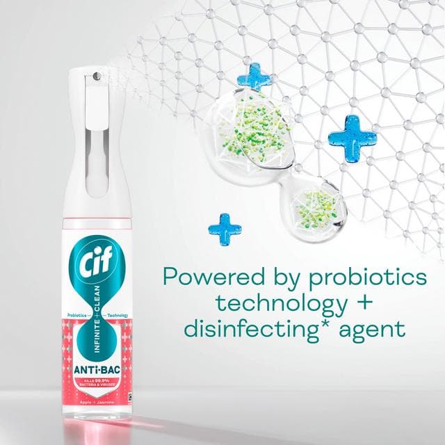 Cif 280ml Infinite Clean Apple & Jasmine Antibacterial Cleaner Spray - gallery image 2