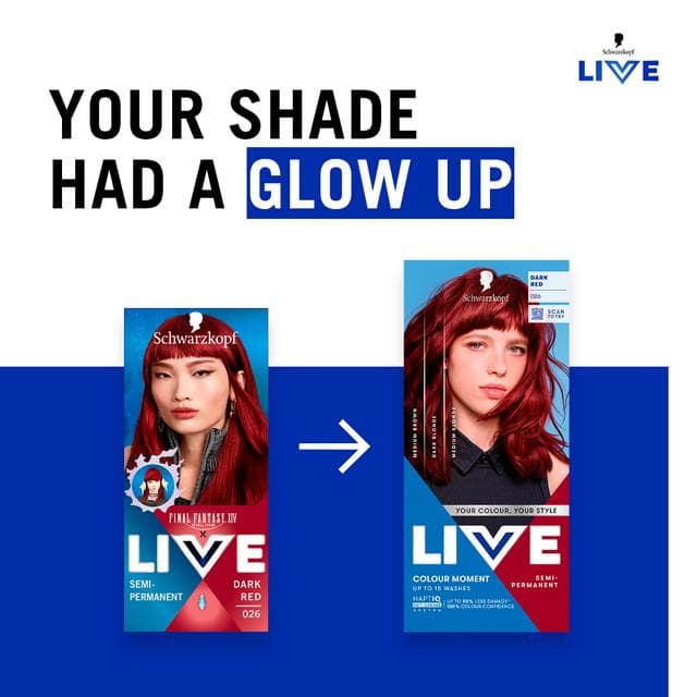 Schwarzkopf 026 Dark Red Live Colour Moment Semi Permanent Hair Dye - gallery image 3