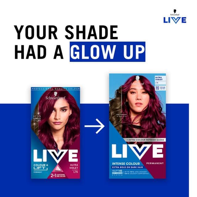 Schwarzkopf L76 Ultra Violet Live Intense Colour Permanent Hair Dye - gallery image 4
