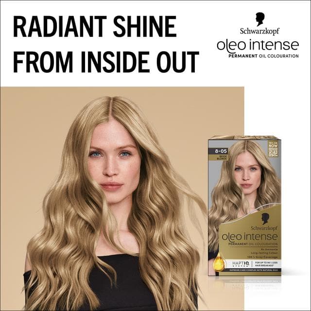 Schwarzkopf Oleo Intense Oil Colouration 8-05 Beige Blonde Permanent Hair Dye - gallery image 2
