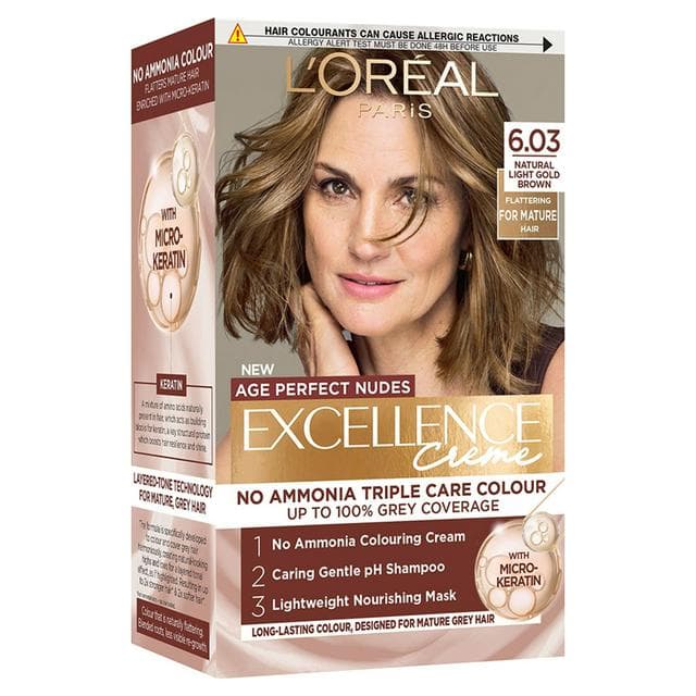 L'Oréal Paris Excellence Age Perfect Nudes 6.03 Natural Light Gold Brown Permanent Hair Dye - gallery image 1
