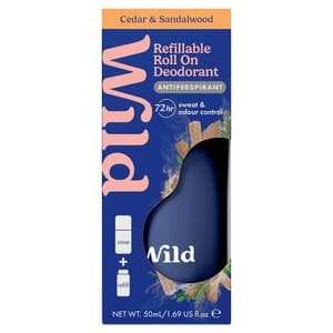 Wild 50ml Cedar & Sandalwood Antiperspirant Refillable Roll On Deodorant