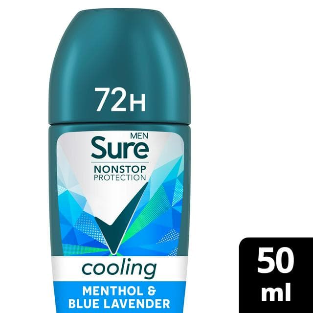 Sure Men 50ml Nonstop Protection Menthol & Blue Lavender Antiperspirant Deodorant Roll On - gallery image 1