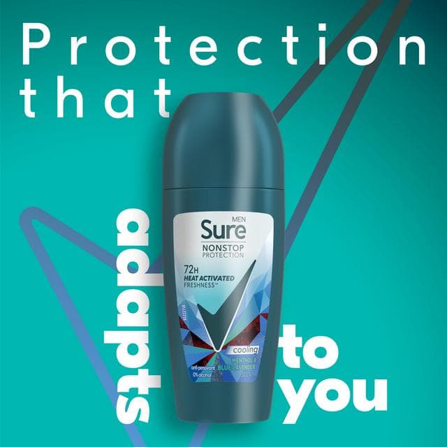 Sure Men 50ml Nonstop Protection Menthol & Blue Lavender Antiperspirant Deodorant Roll On - gallery image 2