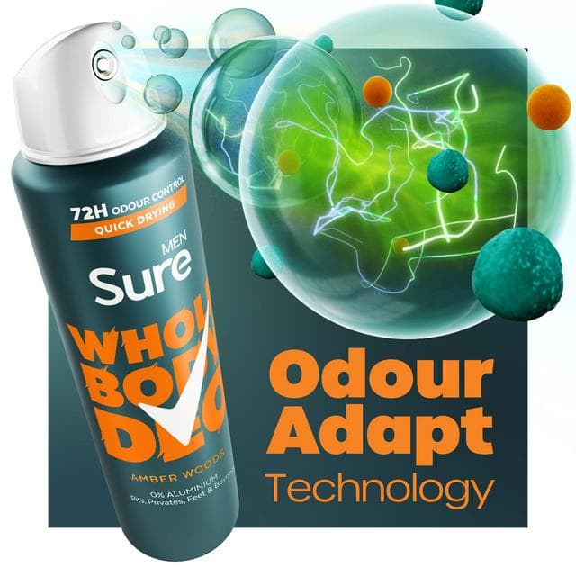 Sure Men 150ml Amber Woods Whole Body Deodorant Spray - gallery image 3