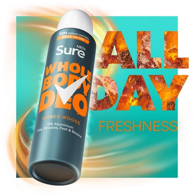 Sure Men 150ml Amber Woods Whole Body Deodorant Spray - gallery image 4