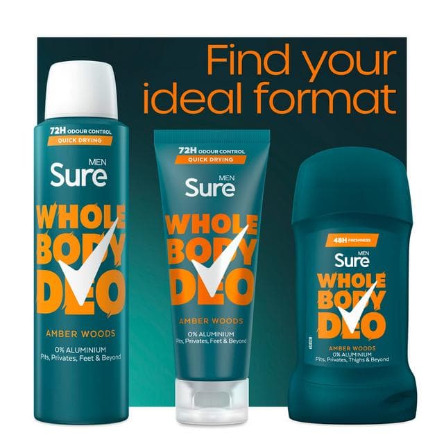 Sure Men 150ml Amber Woods Whole Body Deodorant Spray - gallery image 6
