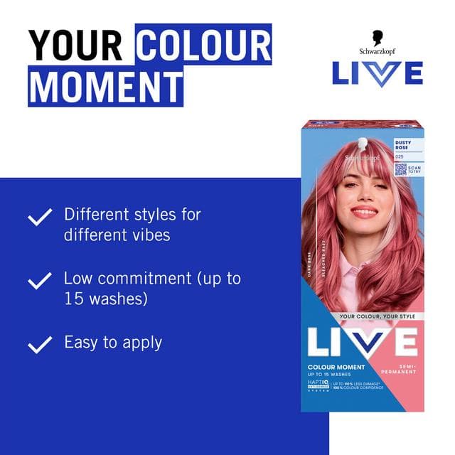Schwarzkopf Live Colour Moment 025 Dusty Rose Semi Permanent Hair Dye - gallery image 3