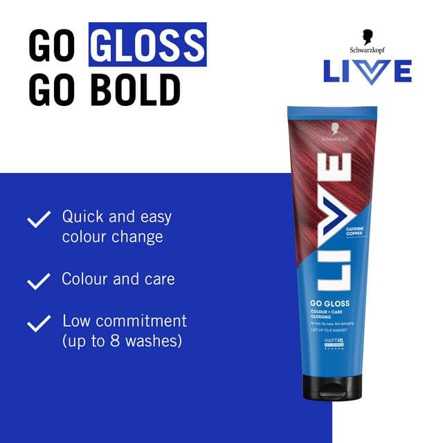 Schwarzkopf Live Go Gloss 150ml Cayenne Copper Colour & Shine Hair Gloss - gallery image 2