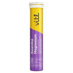 Vitl x20 Essential Magnesium Effervescent Lemon & Ginger Flavour Tablets