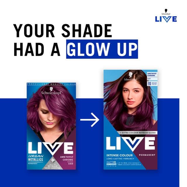 Schwarzkopf Live Intense Colour U69 Amethyst Chrome Permanent Hair Dye - gallery image 4