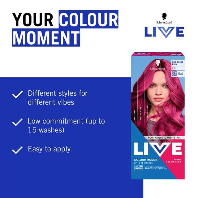 Schwarzkopf Live Colour Moment 093 Shocking Pink Semi Permanent Hair Dye - gallery image 2