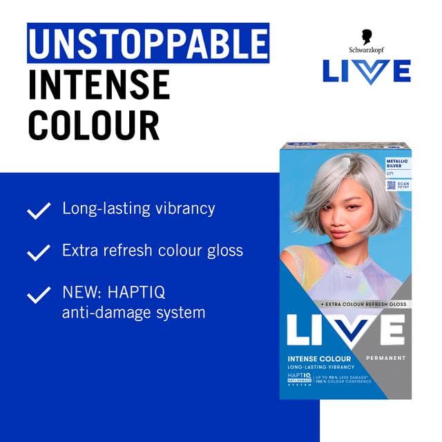 Schwarzkopf U71 Metallic Silver Live Intense Colour Permanent Hair Dye - gallery image 3