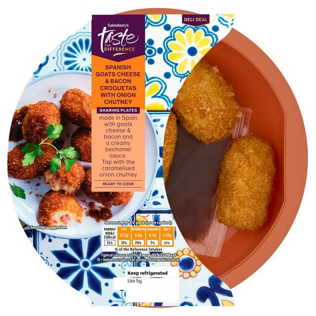Sainsbury's 190g Spanish Goats Cheese & Bacon Croquetas, Taste the Difference - gallery image 1