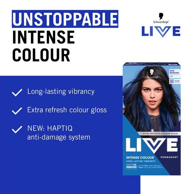 Schwarzkopf Live Intense Colour U67 Blue Mercury Permanent Hair Dye - gallery image 3