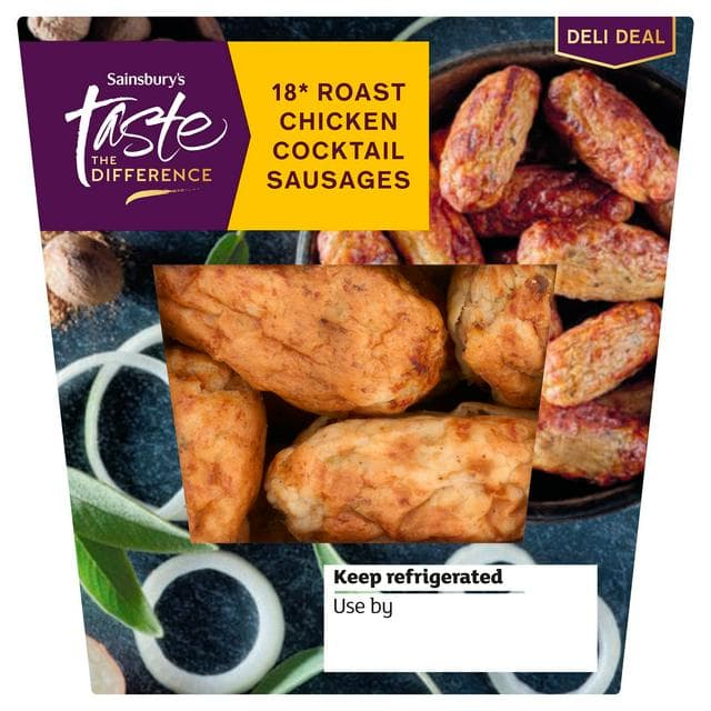 Sainsbury's 18* Roast Chicken Cocktail Sausages, Taste the Difference 198g - gallery image 1