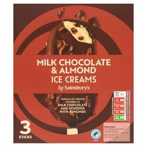 Sainsbury's 3 x 110ml Milk Chocolate & Almond Ice Creams