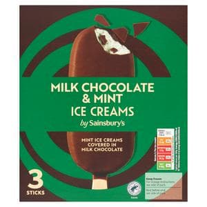 Sainsbury's 3 x Milk Chocolate & Mint Ice Creams 330ml