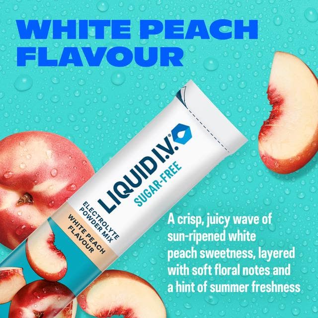 Liquid IV 3 x Sugar Free White Peach Electrolyte Powder Mix Sachets - gallery image 2