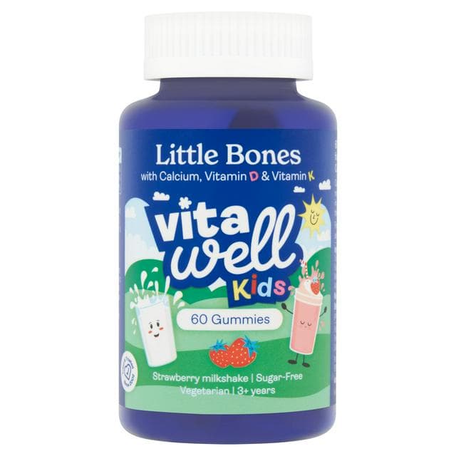 Vitawell 60 x Strawberry Milkshake 3 + Years Kids Little Bones Gummies - gallery image 1