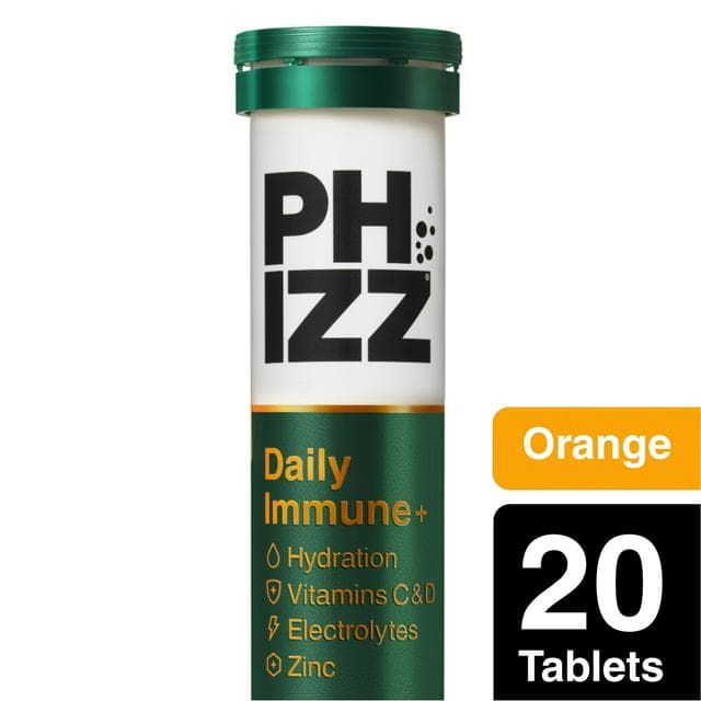 Phizz Daily Immune+ 20 x Orange, Hydration, Immunity, Electrolytes & Vitamins Effervescent Tablets - gallery image 1
