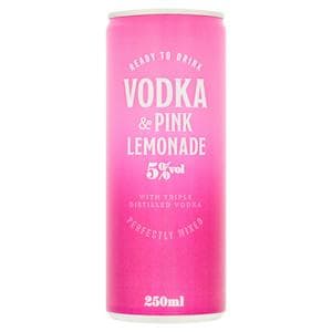 Sainsbury's 250ml Vodka & Pink Lemonade Can