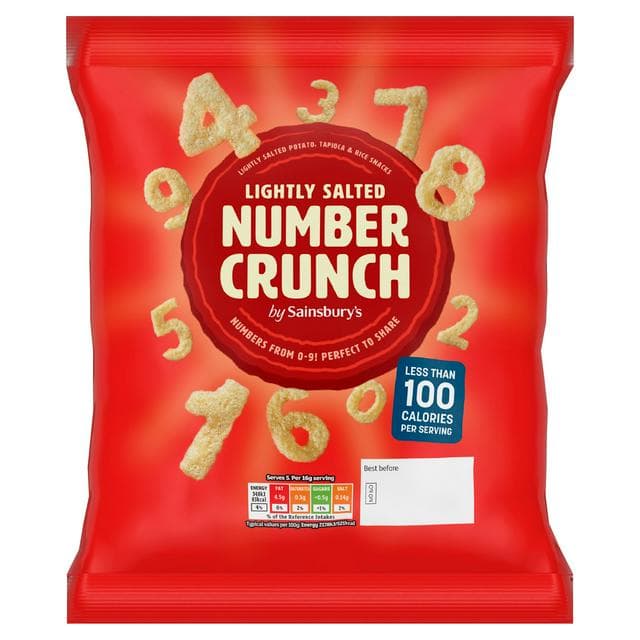 Sainsbury's 80g Lightly Salted Number Crunch Chips - gallery image 1