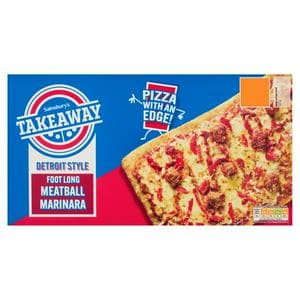 Sainsbury's Takeaway 520g Detroit Style Foot Long Meatball Marinara Pizza