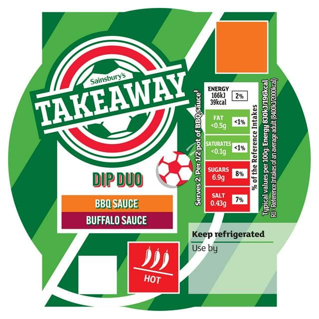 Sainsbury's Takeaway 80g BBQ & Buffalo Sauce Dip Duo - gallery image 1