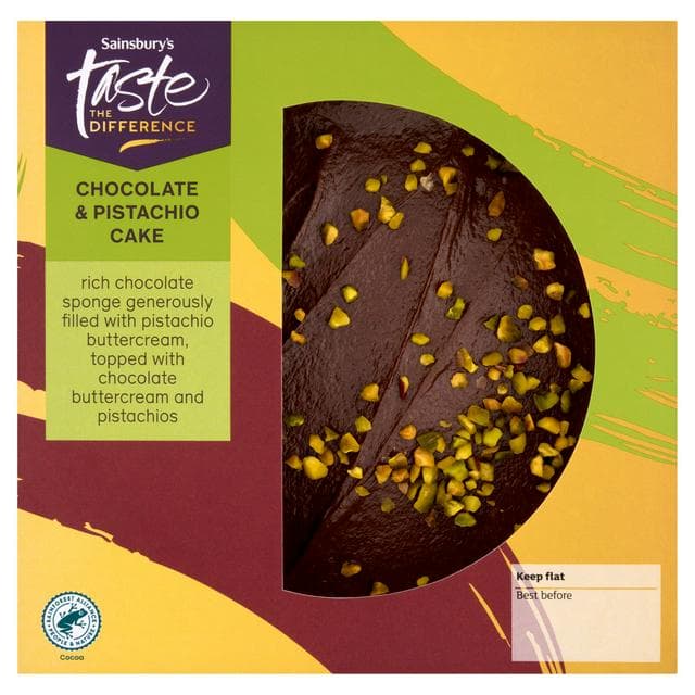Sainsbury's 470g Chocolate & Pistachio Cake, Taste the Difference - gallery image 1