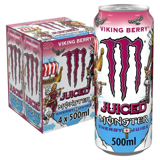 Monster 4 x 500ml Viking Berry Energy Drink Cans - gallery image 1