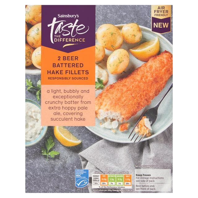 Sainsbury's 2 x Beer Battered Hake Fillets, Taste the Difference 300g - gallery image 1
