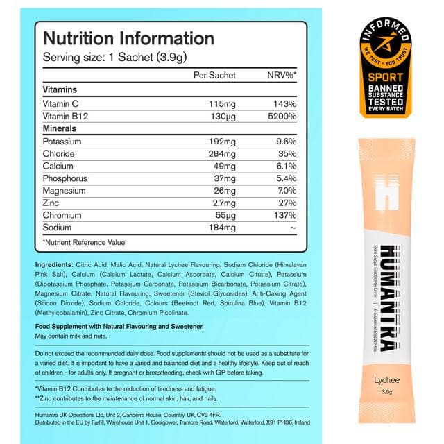 Humantra 3 x 3.9g Lychee Zero Sugar Electrolyte Drink Sachets - gallery image 5